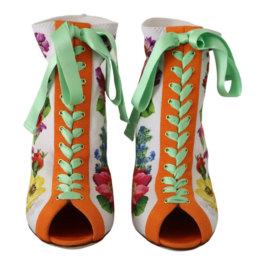 Dolce & Gabbana Weiße Jersey Stretch Stiefel Offene Zehen Heels Schuhe