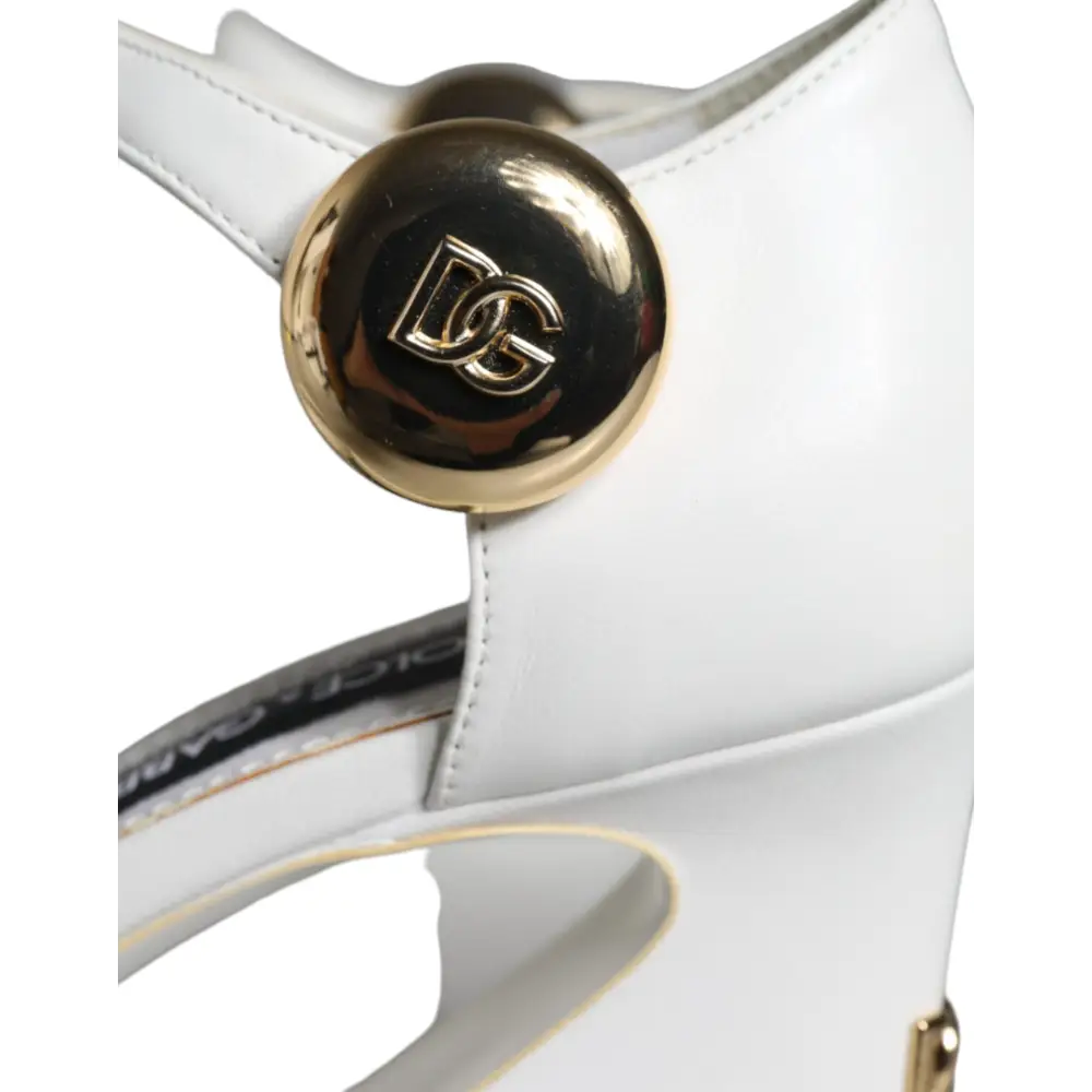 Dolce & Gabbana Weiße Leder Heels Keira Sandalen Schuhe - EU36/US6