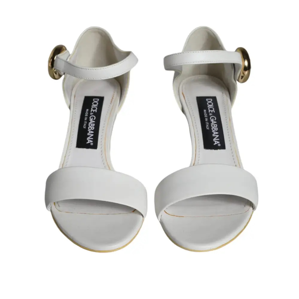 Dolce & Gabbana Weiße Leder Heels Keira Sandalen Schuhe - EU36/US6