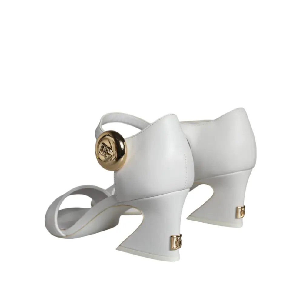 Dolce & Gabbana Weiße Leder Heels Keira Sandalen Schuhe - EU36/US6