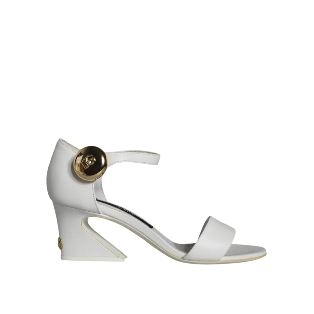Dolce & Gabbana Weiße Leder Heels Keira Sandalen Schuhe - EU36/US6