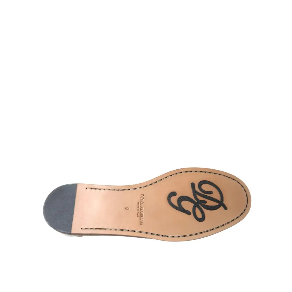 Dolce & Gabbana Weiße Leder Slip On Mokassin Loafers Schuhe