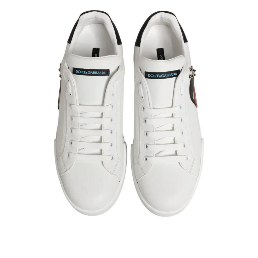 Dolce & Gabbana Weiße Leder-Sneaker #DGFAMILY für Herren - EU43.5/US10.5