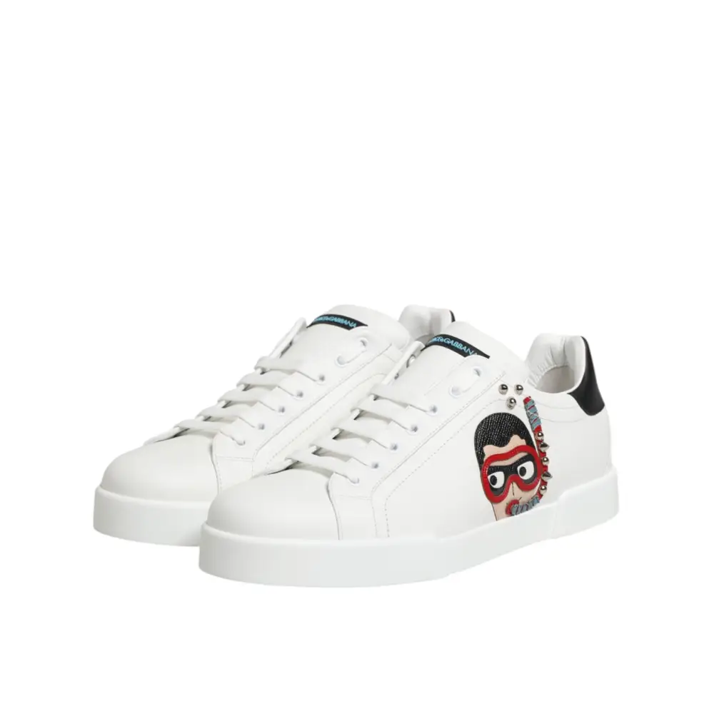 Dolce & Gabbana Weiße Leder-Sneaker #DGFAMILY für Herren - EU43.5/US10.5