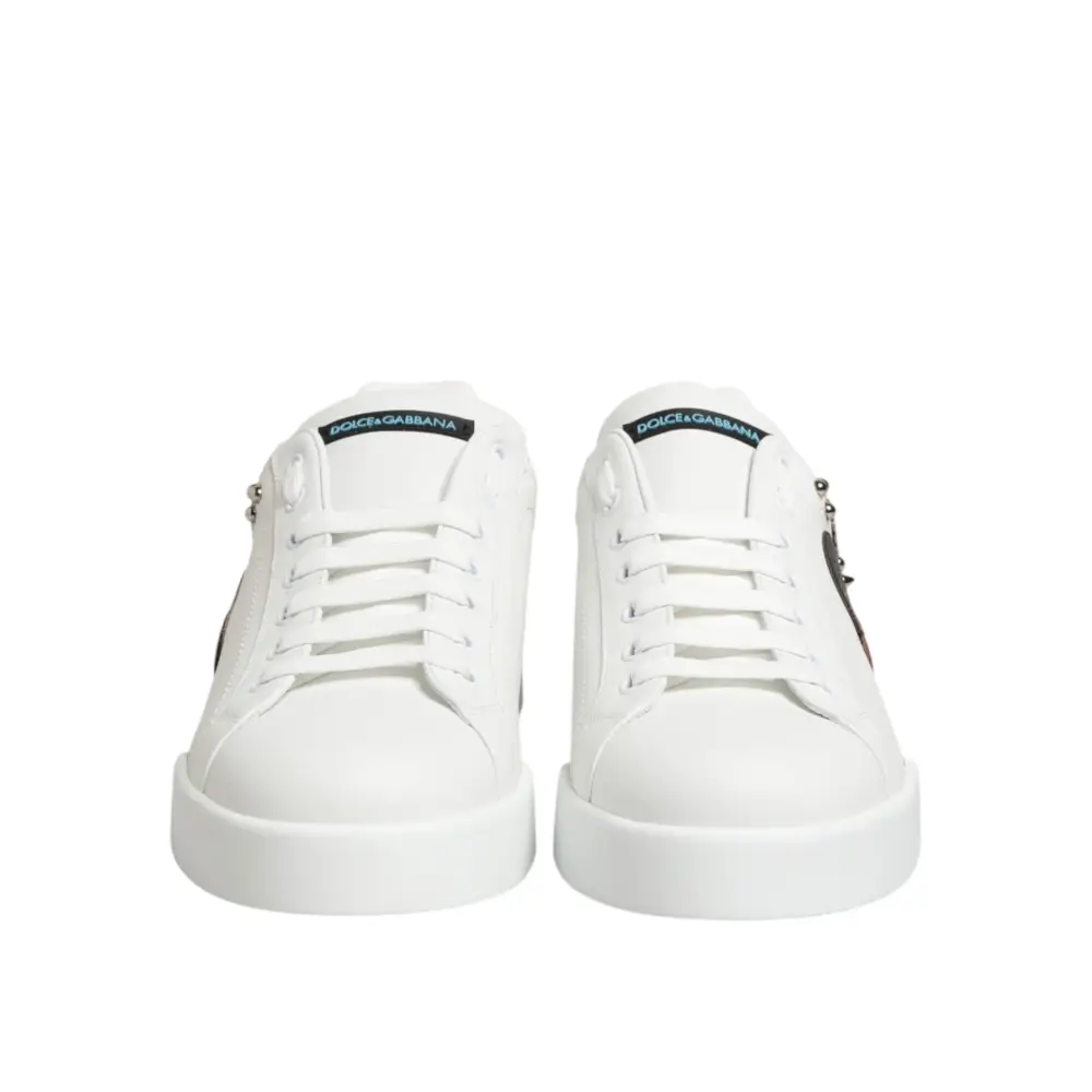 Dolce & Gabbana Weiße Leder-Sneaker #DGFAMILY für Herren - EU43.5/US10.5