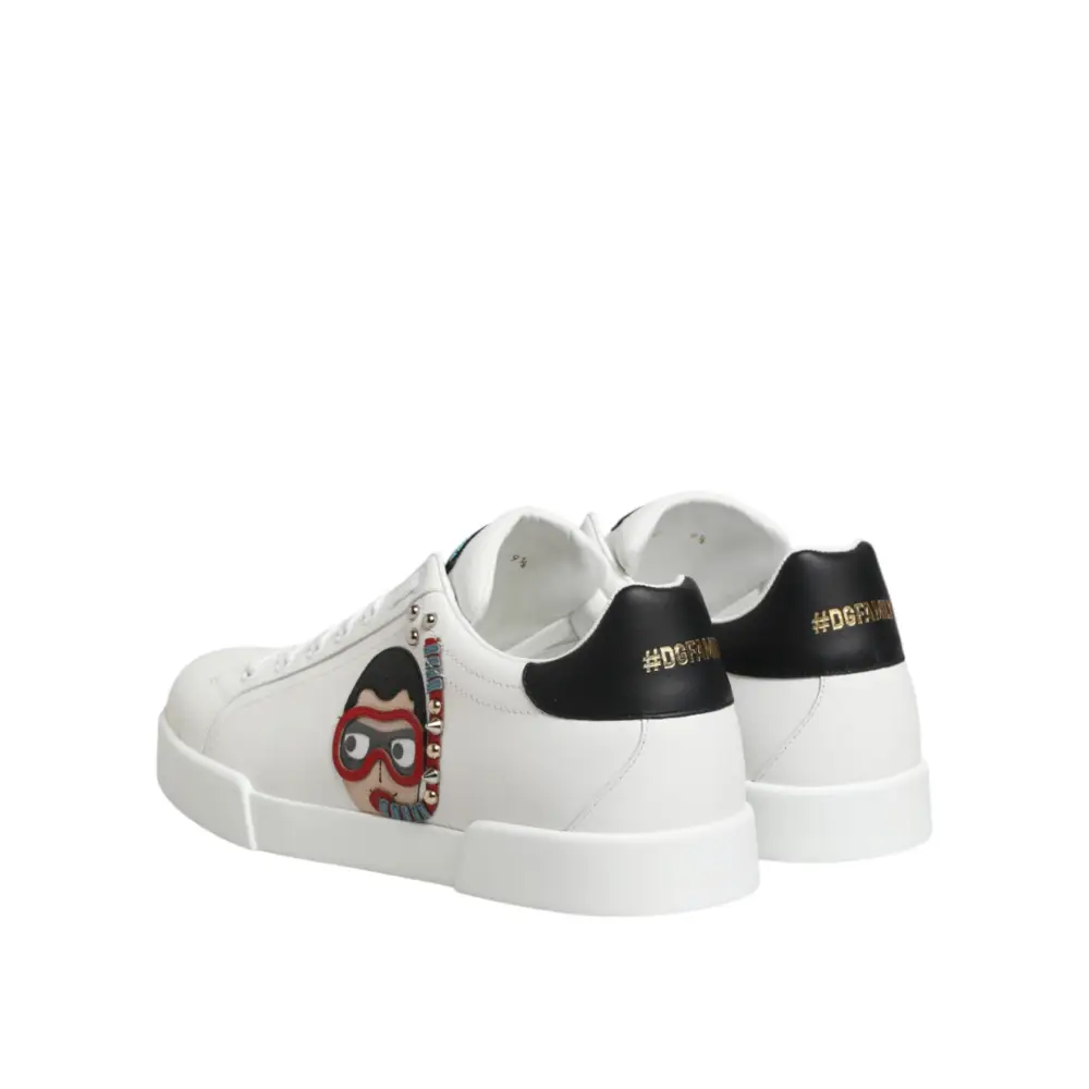 Dolce & Gabbana Weiße Leder-Sneaker #DGFAMILY für Herren - EU43.5/US10.5