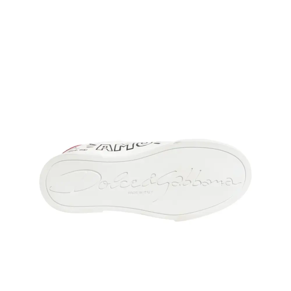 Dolce & Gabbana Weiße Leder-Sneaker mit Graffiti-Motiv - EU36.5/US6