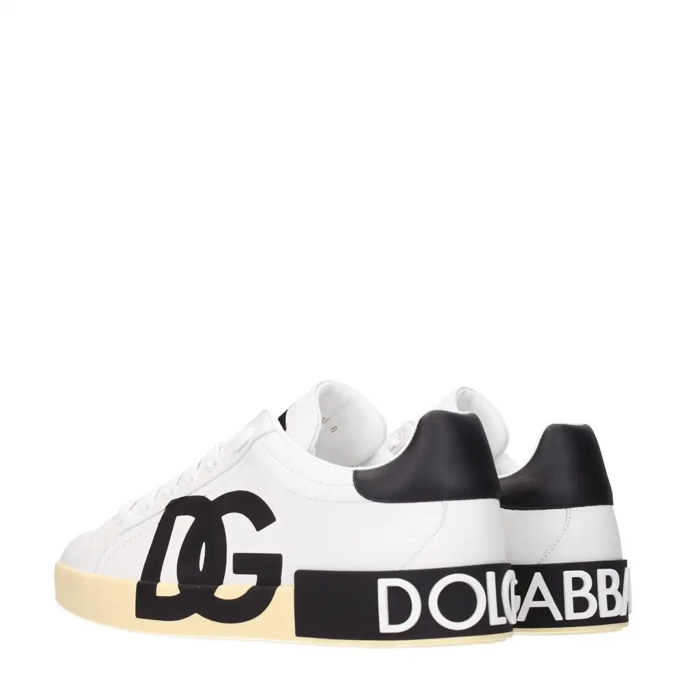 Dolce & Gabbana Weiße Leder-Sneaker mit niedrigem Schaft