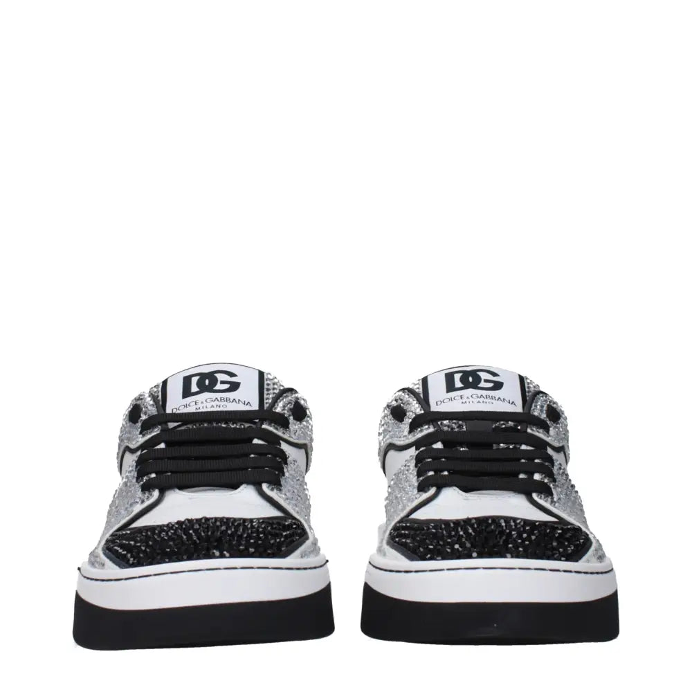 Dolce & Gabbana Weiße Leder-Sneaker mit niedrigem Schaft - EU38/US8