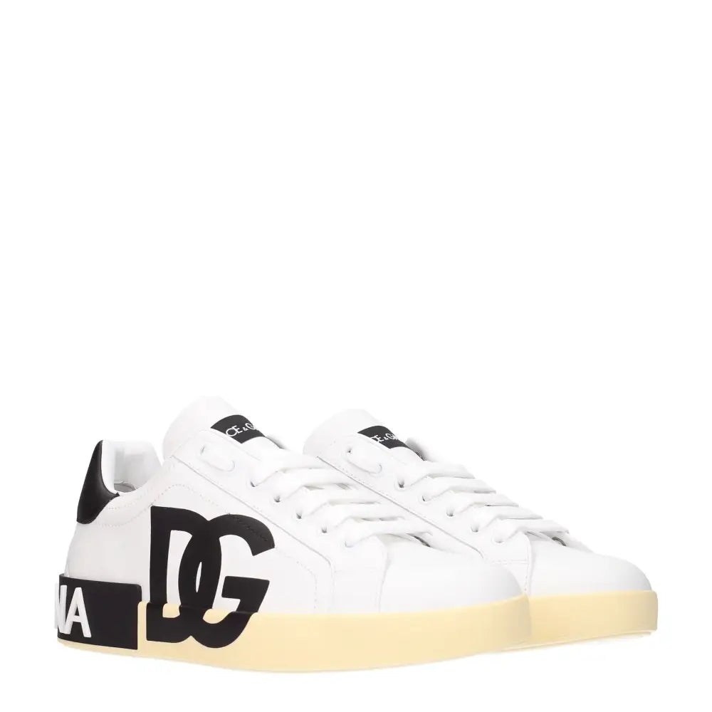 Dolce & Gabbana Weiße Leder-Sneaker mit niedrigem Schaft - EU40/US7