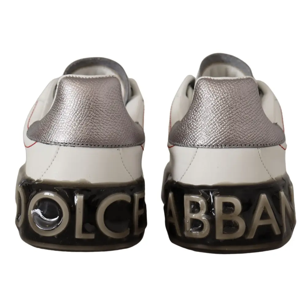 Dolce & Gabbana Weiße Lederschuhe Damen Logo Portofino Sneakers - EU36/US5.5