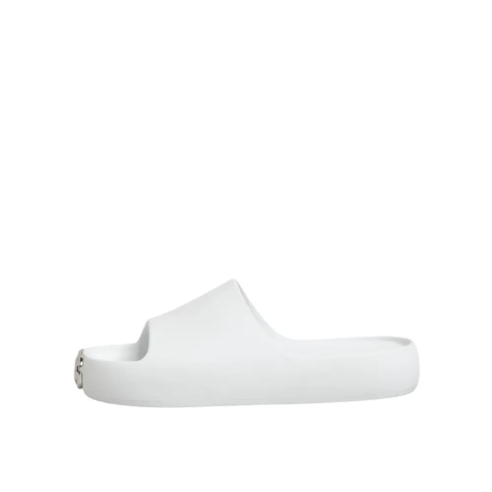 Dolce & Gabbana Weiße Logo-Rutschsandalen Männer Strandbekleidung Schuhe