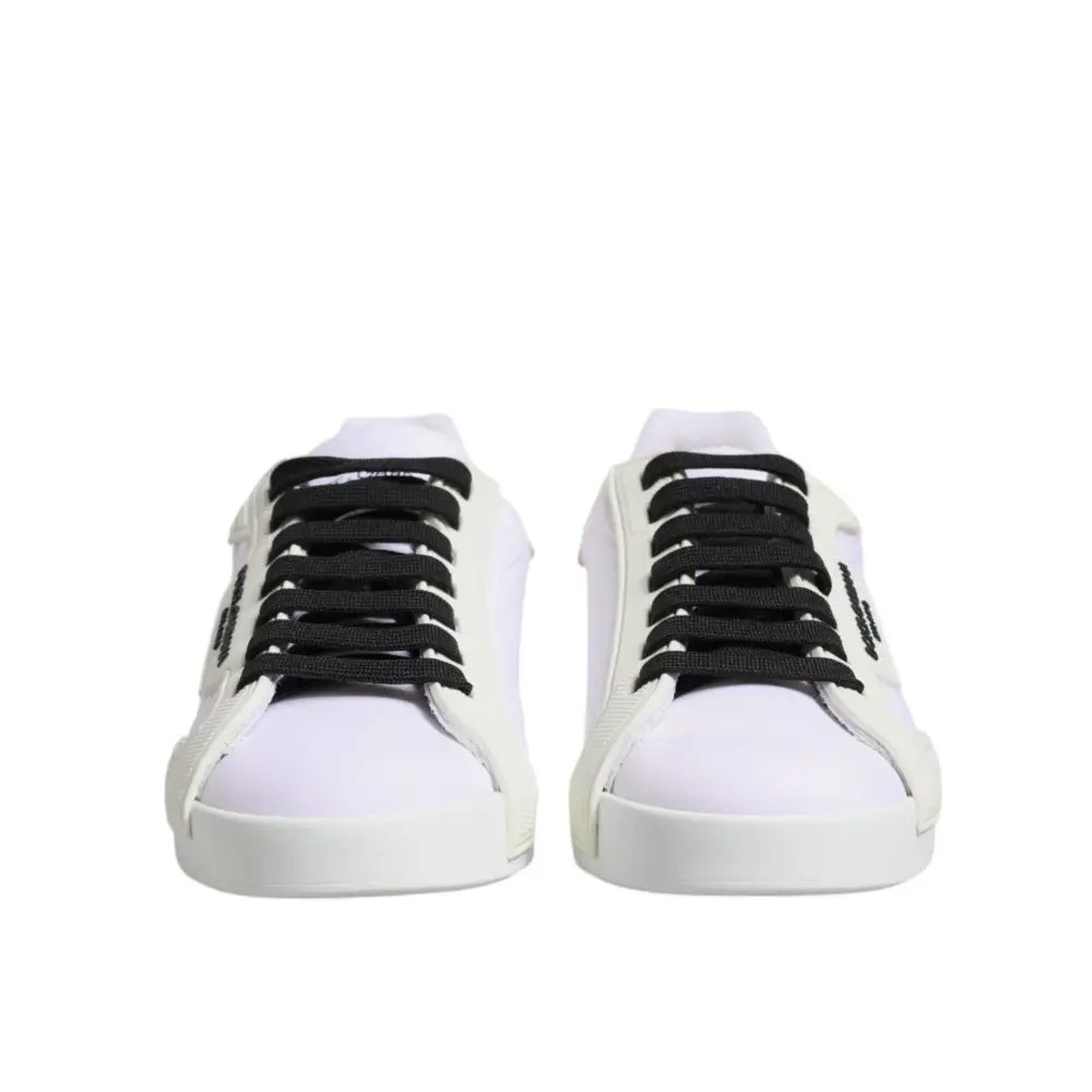 Dolce & Gabbana Weiße Nylon Leder Low Top Sneakers Schuhe - EU39/US6