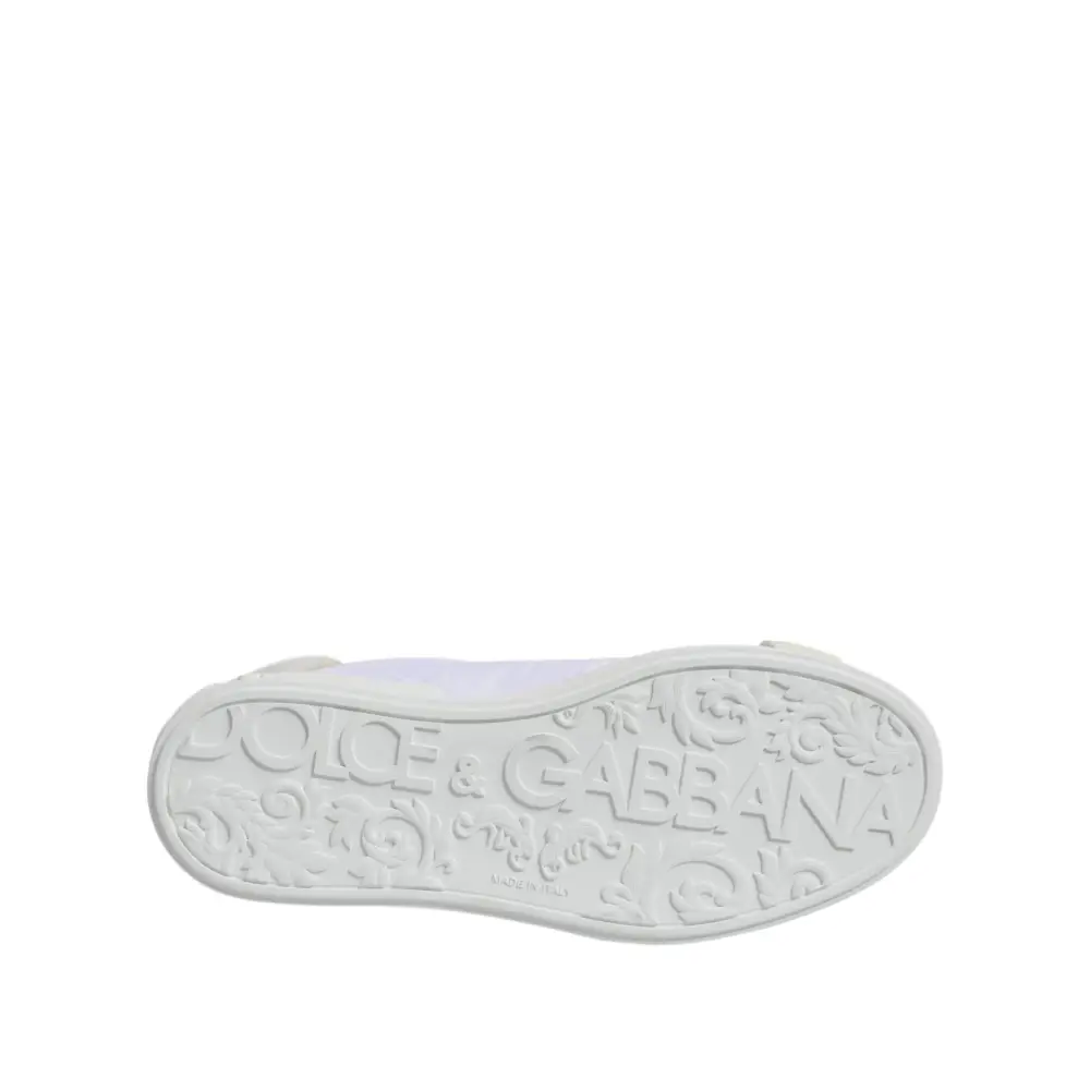 Dolce & Gabbana Weiße Nylon Leder Low Top Sneakers Schuhe - EU39/US6