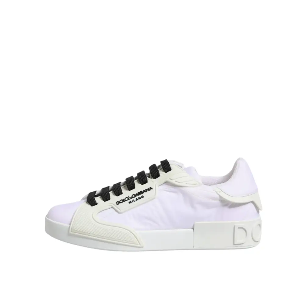 Dolce & Gabbana Weiße Nylon Leder Low Top Sneakers Schuhe - EU39/US6
