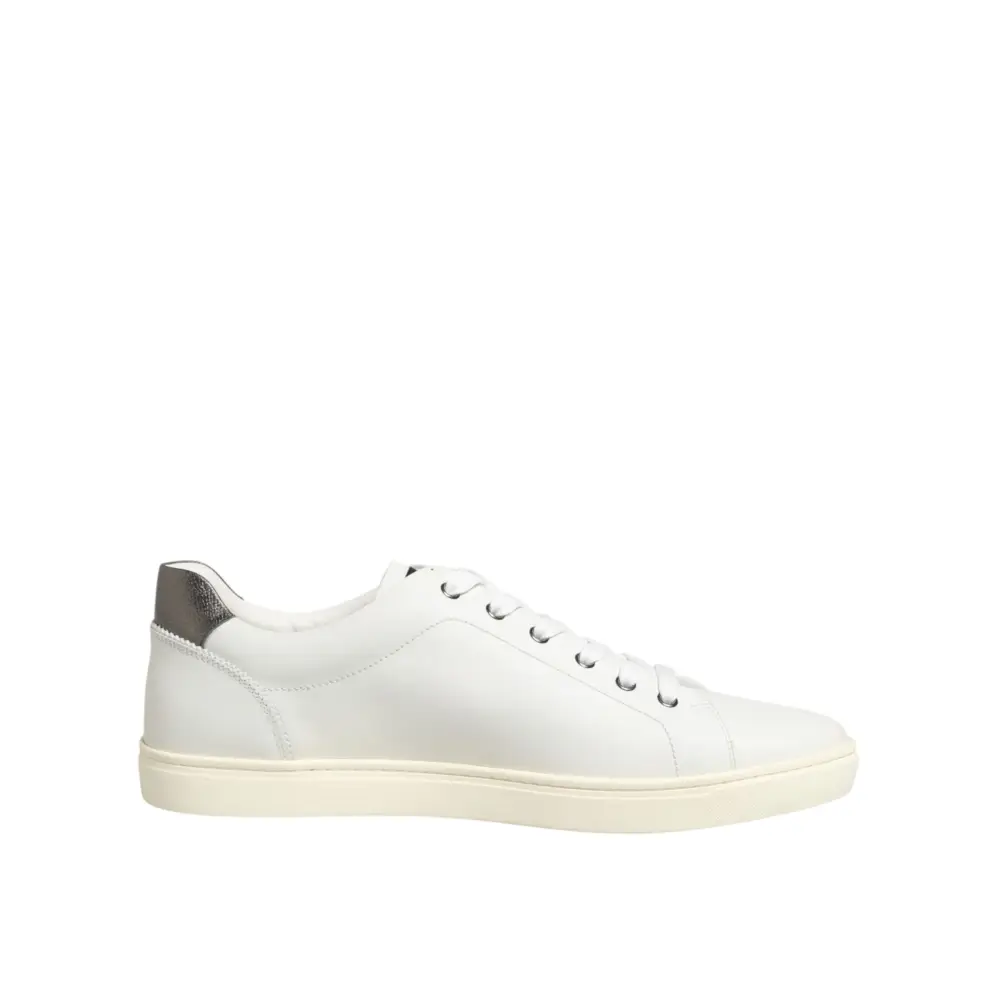 Dolce & Gabbana Weiße Sneakers aus Leder mit Herz-Applikation