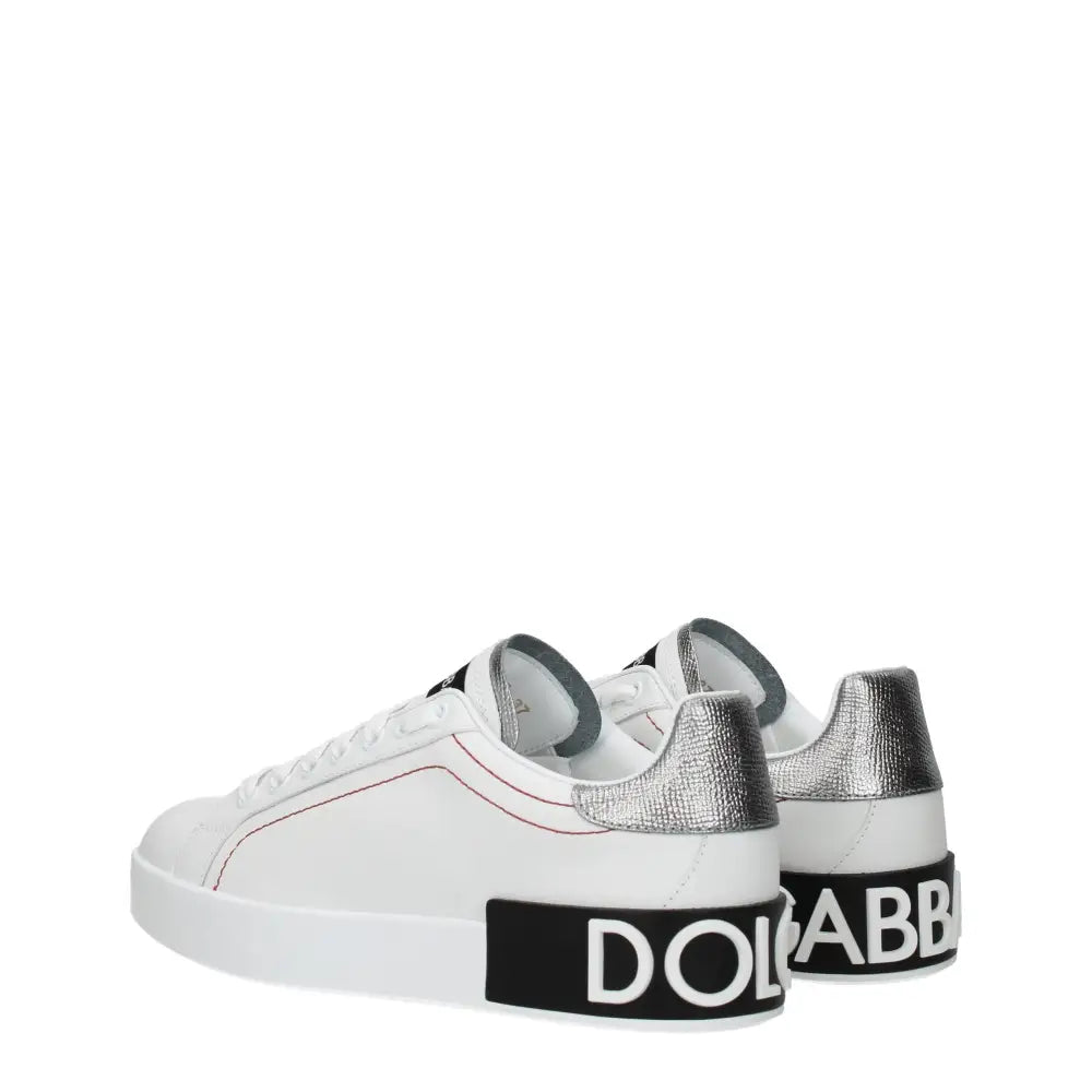 Dolce & Gabbana Weiße Sneakers aus Leder mit niedrigem Schaft