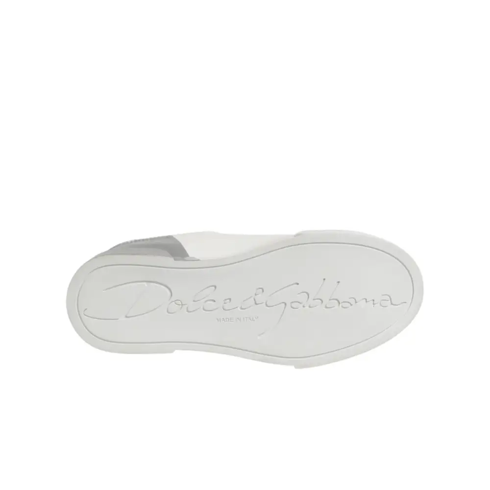 Dolce & Gabbana Weiße und graue Low-Top Sneaker aus Leder - EU35.5/US5