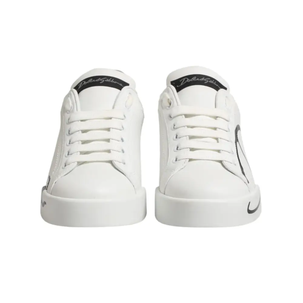 Dolce & Gabbana Weiße und graue Low-Top Sneaker aus Leder - EU35.5/US5