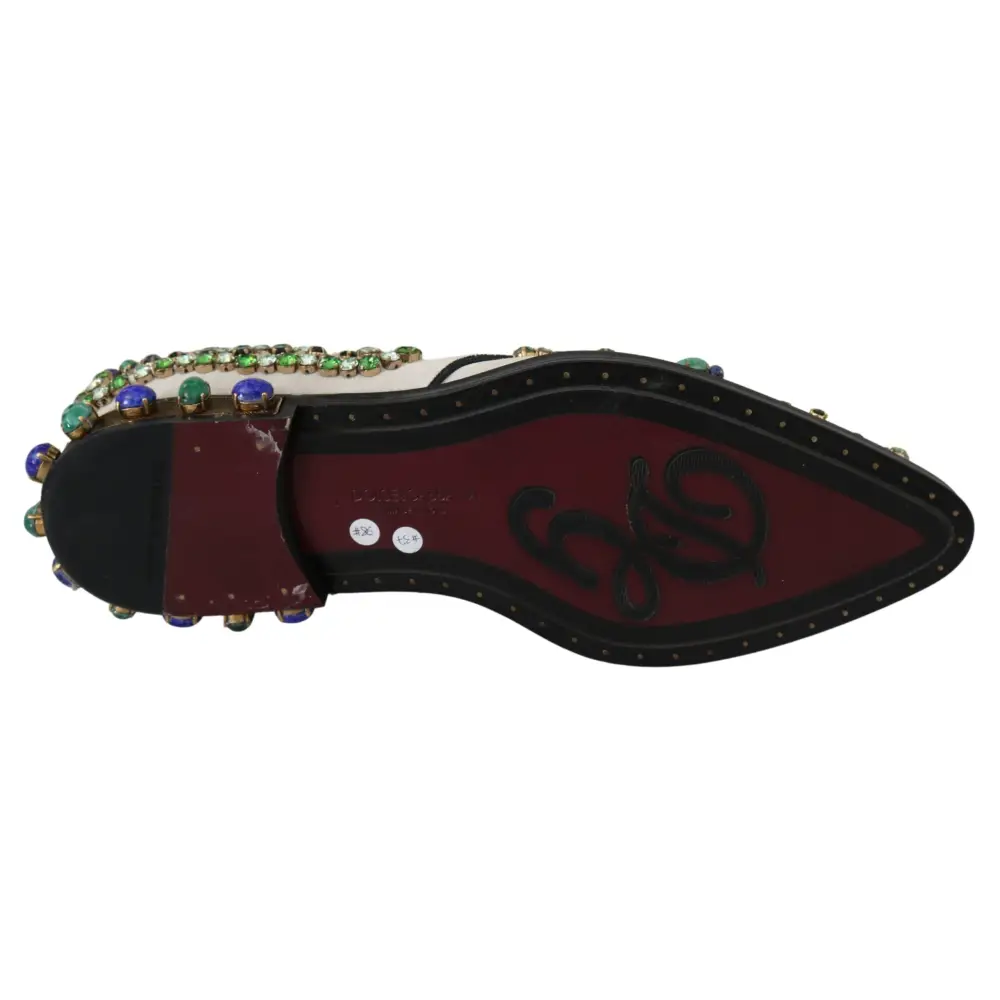 Dolce & Gabbana Weiße Wildleder Kristall Kleid Broque Schuhe - EU41/US10.5