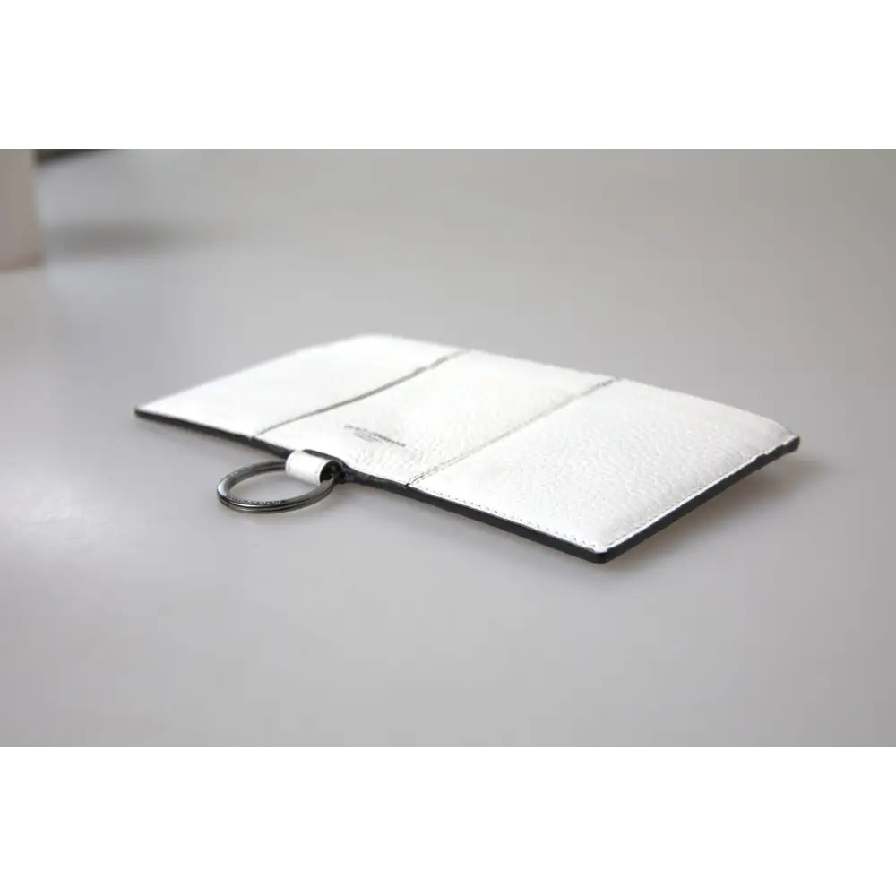 Dolce & Gabbana Weißes Kalbsleder Großes Crossbody-Kartenetui Brieftasche