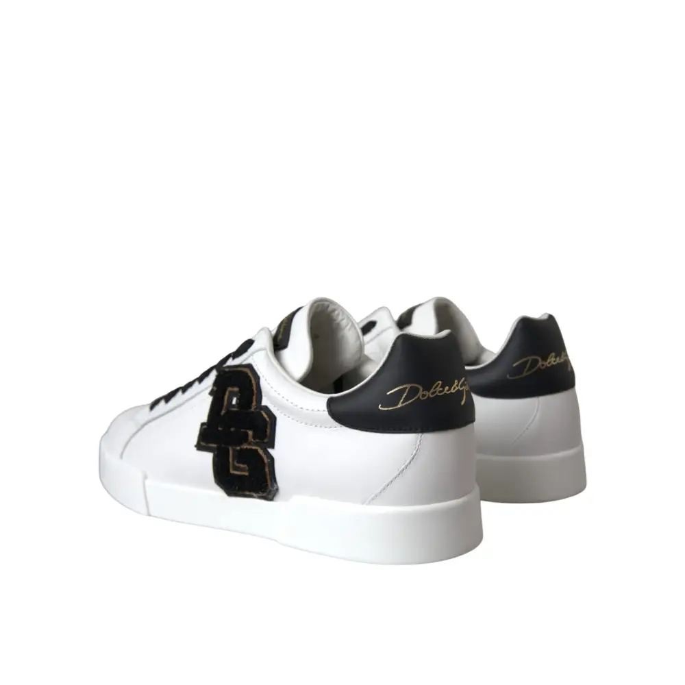 Dolce & Gabbana Weißes Leder DG Logo Casual Low Top Sneakers Schuhe