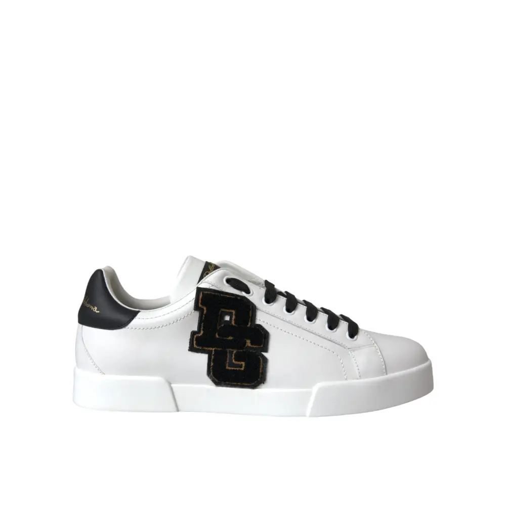Dolce & Gabbana Weißes Leder DG Logo Casual Low Top Sneakers Schuhe