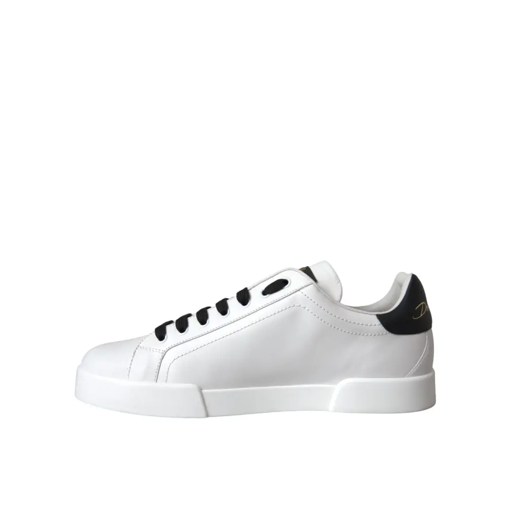 Dolce & Gabbana Weißes Leder DG Logo Casual Low Top Sneakers Schuhe