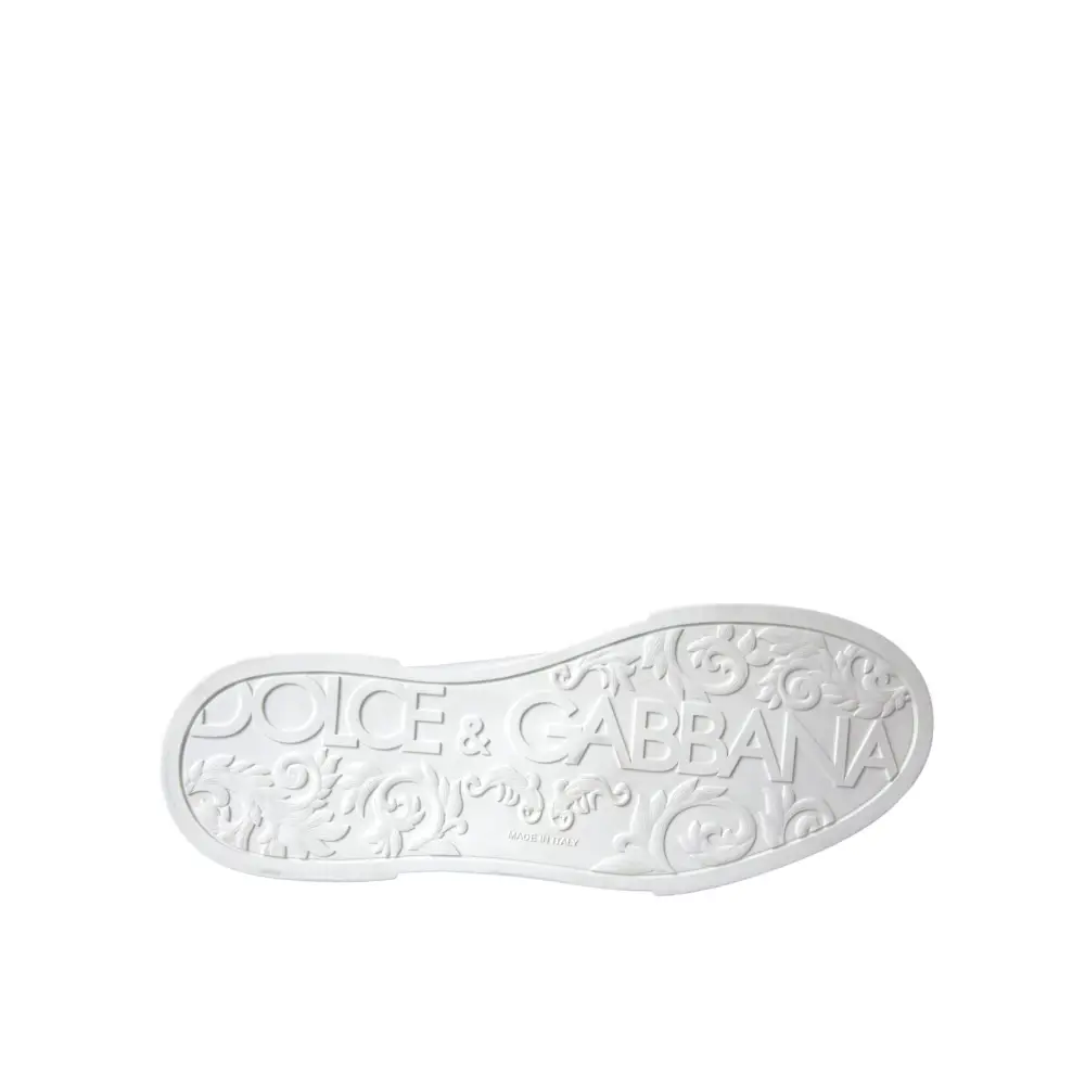 Dolce & Gabbana Weißes Leder DG Logo Casual Low Top Sneakers Schuhe