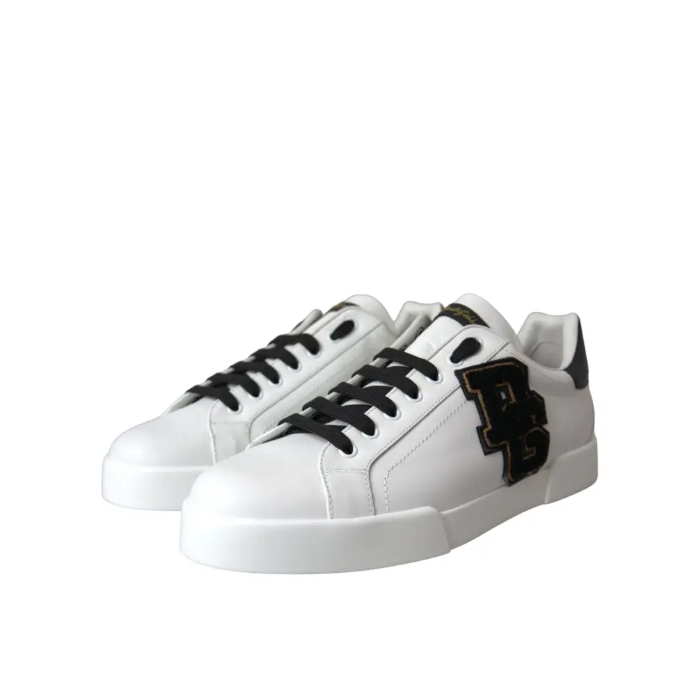 Dolce & Gabbana Weißes Leder DG Logo Casual Low Top Sneakers Schuhe