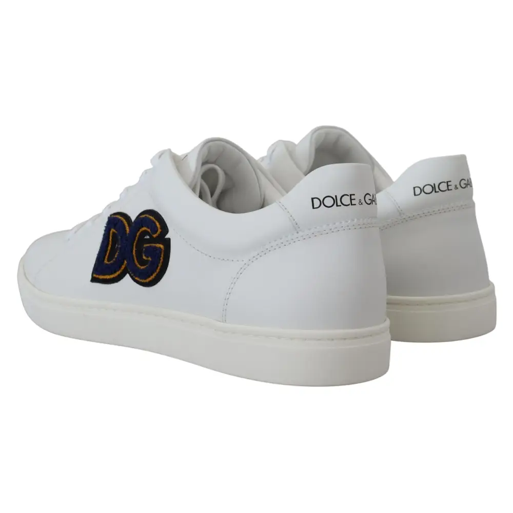 Dolce & Gabbana Weißes Leder DG Logo Casual Turnschuhe Schuhe - EU39.5/US6.5