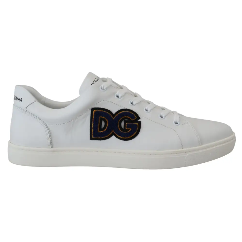 Dolce & Gabbana Weißes Leder DG Logo Casual Turnschuhe Schuhe - EU39.5/US6.5