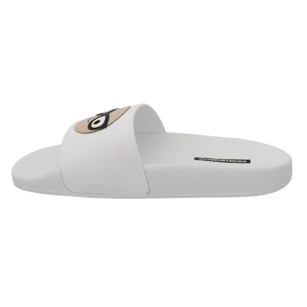 Dolce & Gabbana Weißes Leder #dgfamily Rutschen Schuhe Sandalen - EU35/US4.5