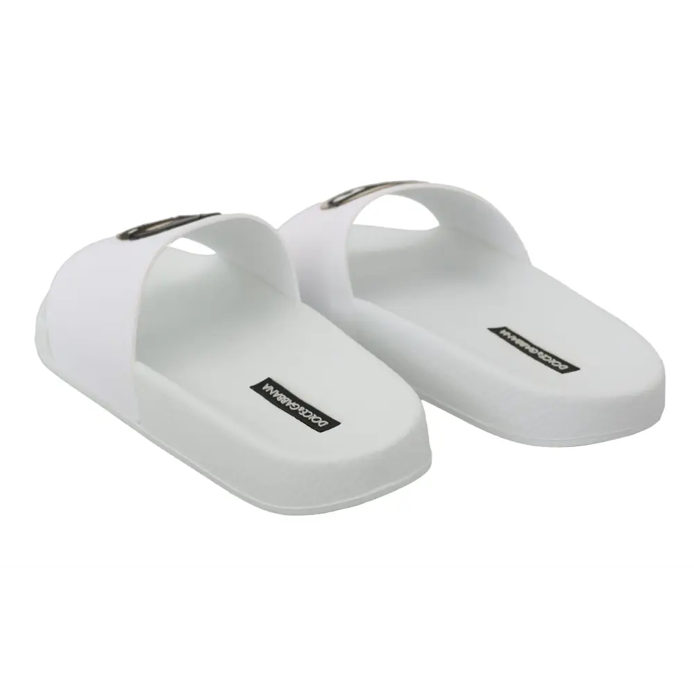 Dolce & Gabbana Weißes Leder #dgfamily Rutschen Schuhe Sandalen - EU35/US4.5