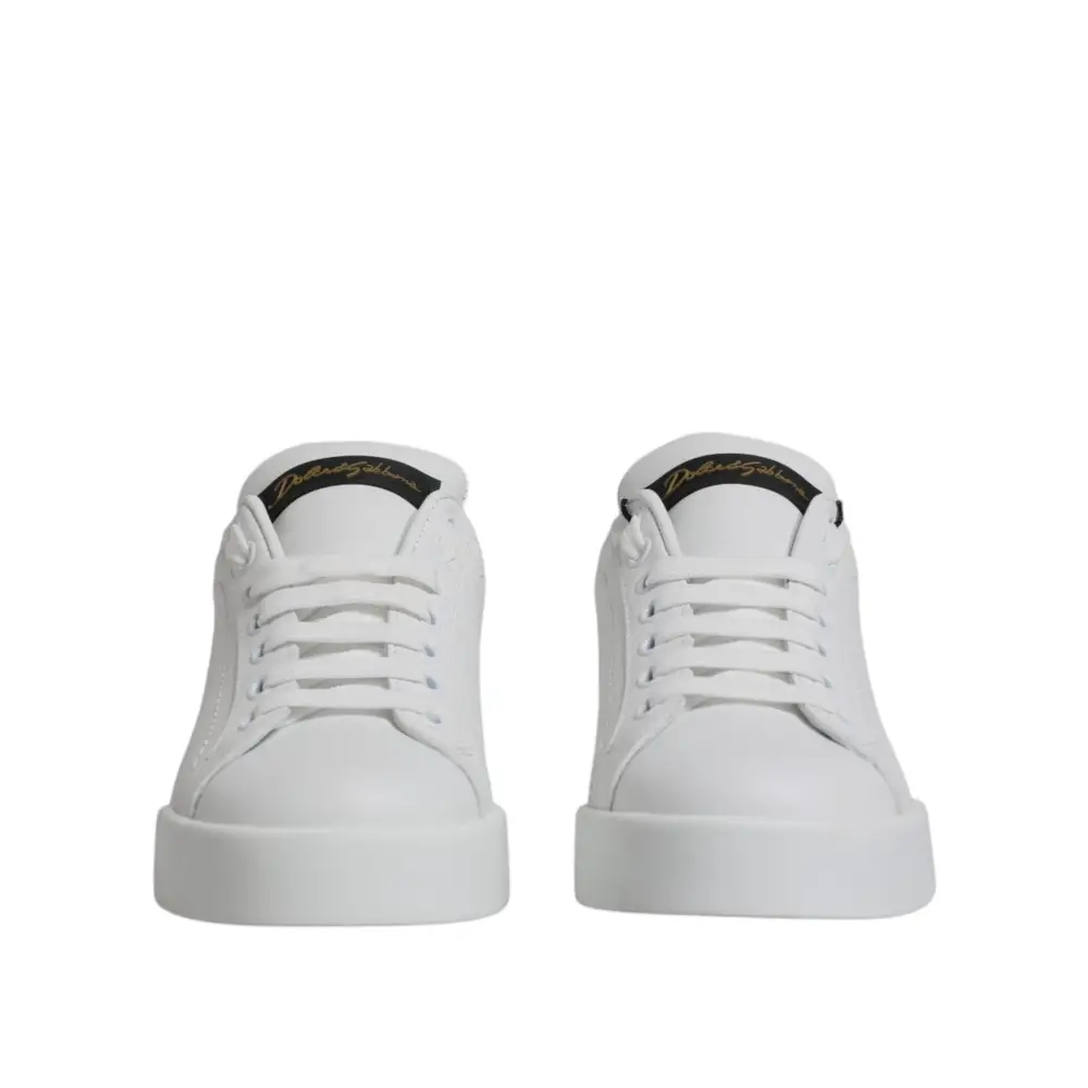 Dolce & Gabbana Weißes Leder Klassische Low Top Sneakers Schuhe - EU35.5/US5