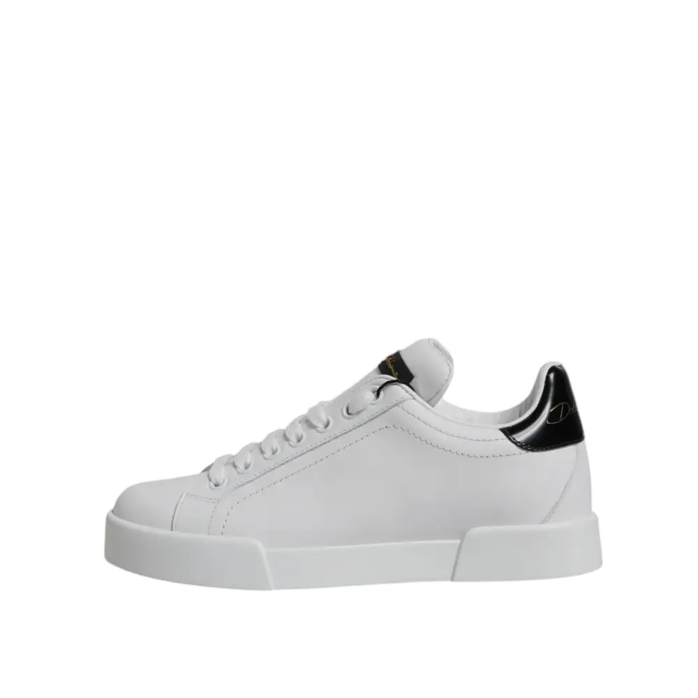Dolce & Gabbana Weißes Leder Klassische Low Top Sneakers Schuhe - EU35.5/US5