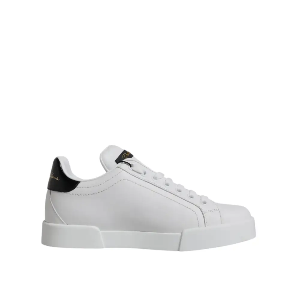 Dolce & Gabbana Weißes Leder Klassische Low Top Sneakers Schuhe - EU35.5/US5