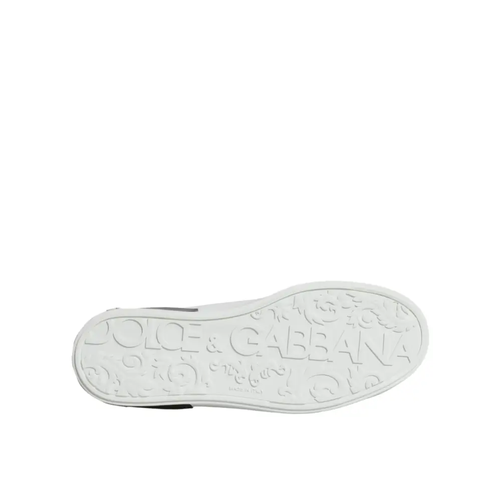 Dolce & Gabbana Weißes Leder Logo Portofino Sneaker Schuhe