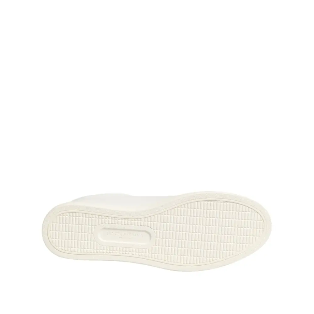 Dolce & Gabbana Weißes Leder mit Rosenstickerei Low-Top Schuhe