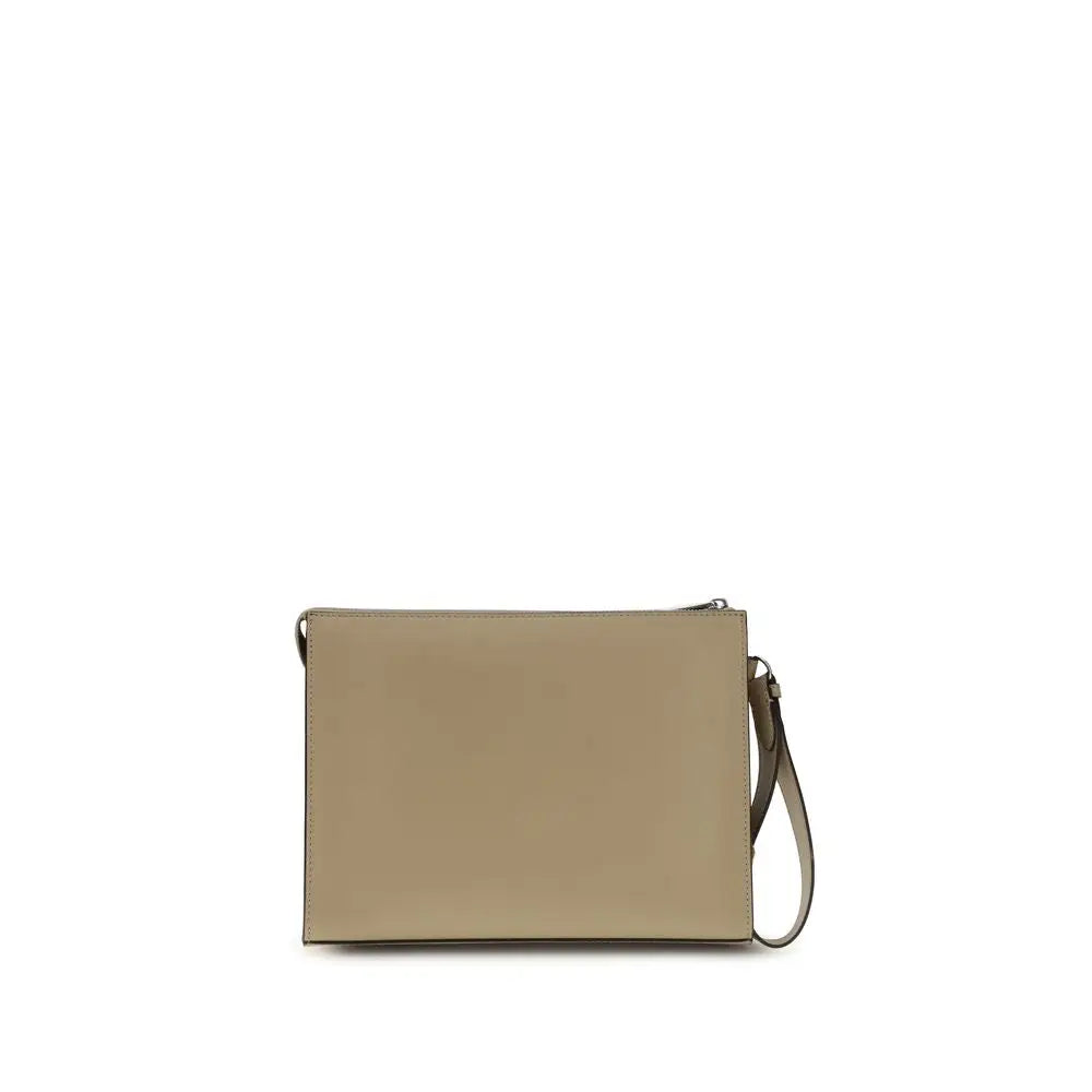 Fendi Beigefarbene Leder-Clutch