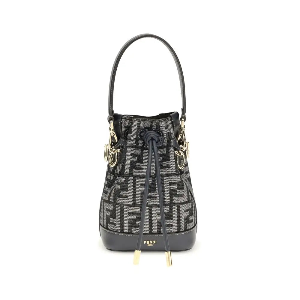 Fendi Blauer Stoff-Bucket-Bag