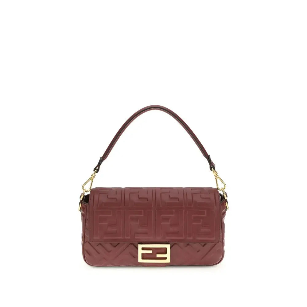 Fendi Bordeaux Calf Leather Bos Taurus Schultertasche