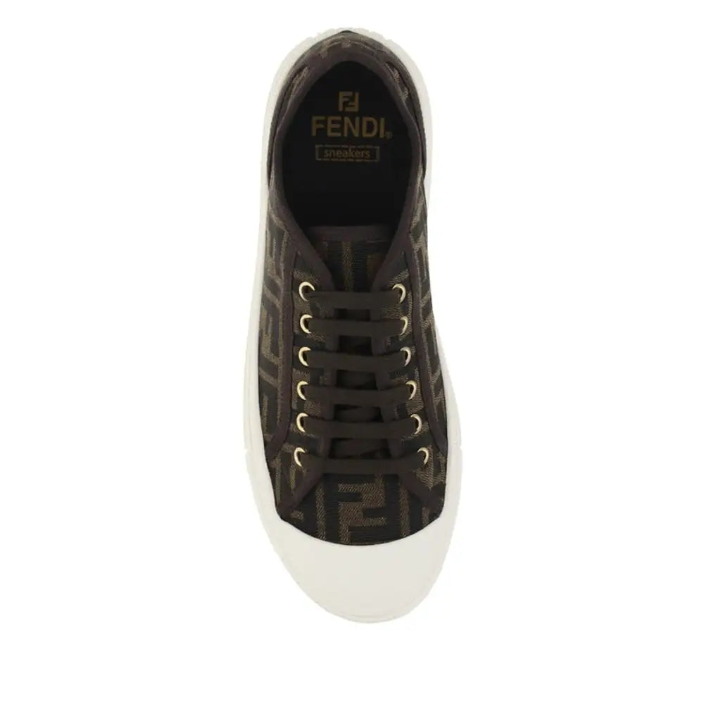 Fendi Braune Polyamid Sneakers mit niedrigem Schaft