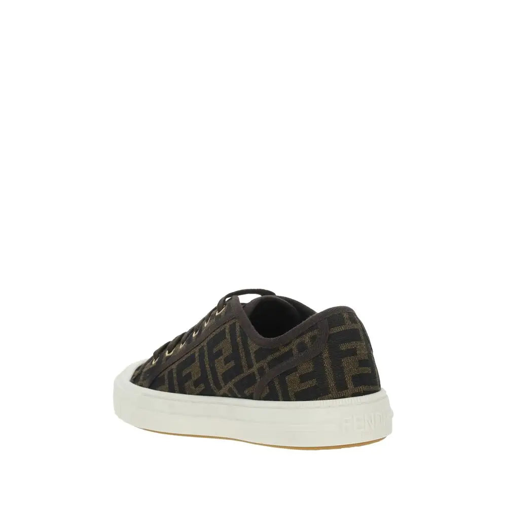 Fendi Braune Polyamid Sneakers mit niedrigem Schaft