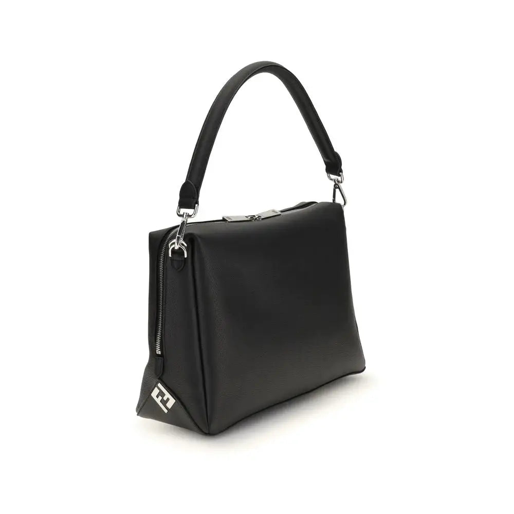 Fendi Schwarze Kalbshaut Bos Taurus Schultertasche