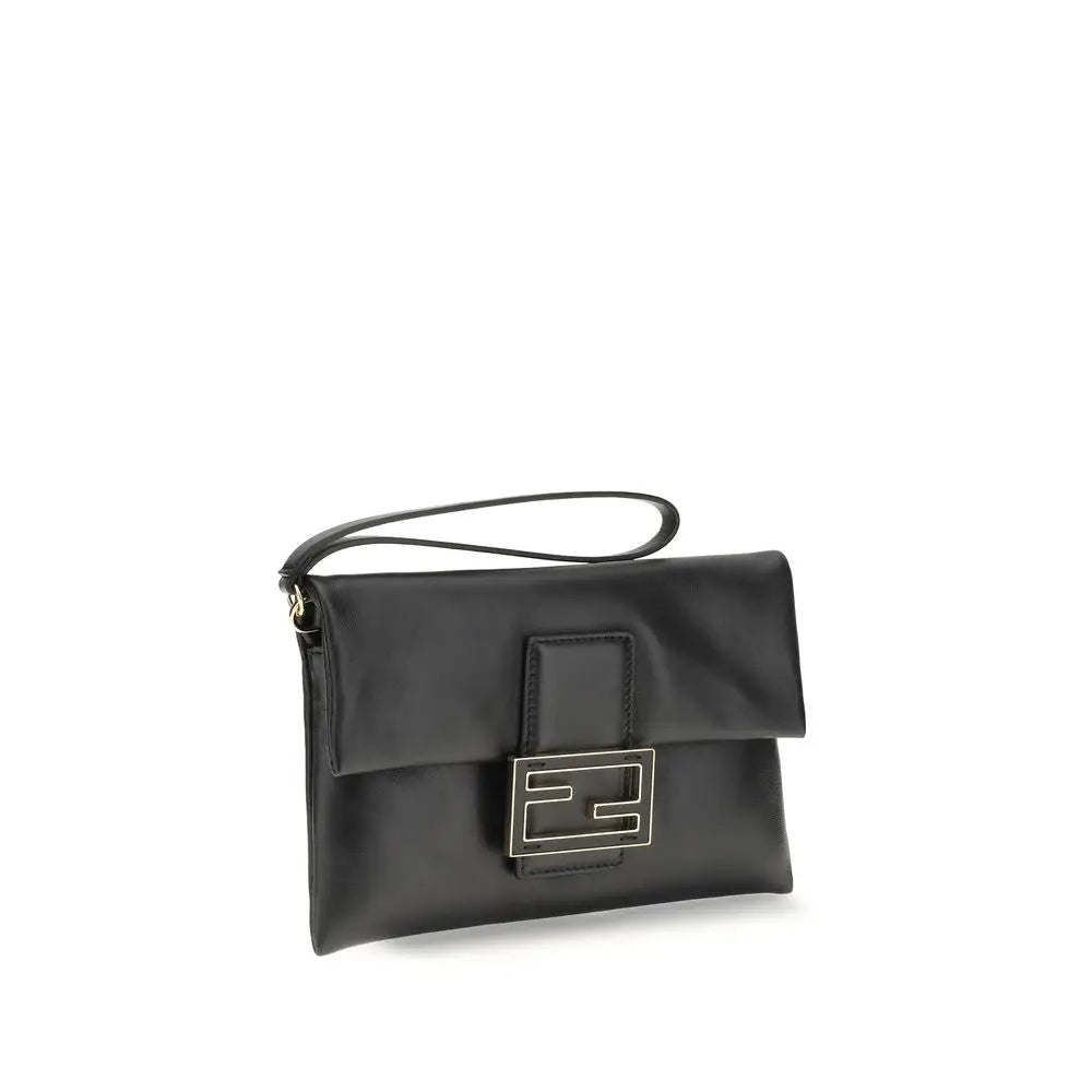 Fendi Schwarze Kalbsleder Bos Taurus Clutch Bag