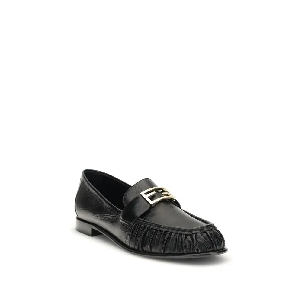 Fendi Schwarze Kalbsleder Bos Taurus Slip-On Loafers - EU41/US11