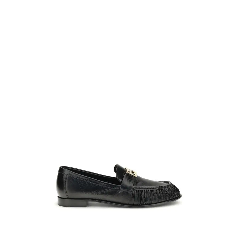 Fendi Schwarze Kalbsleder Bos Taurus Slip-On Loafers - EU41/US11