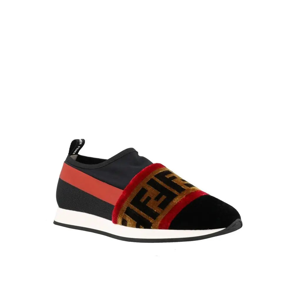 Fendi Schwarze Low-Top-Sneaker aus Stoff - EU36/US6