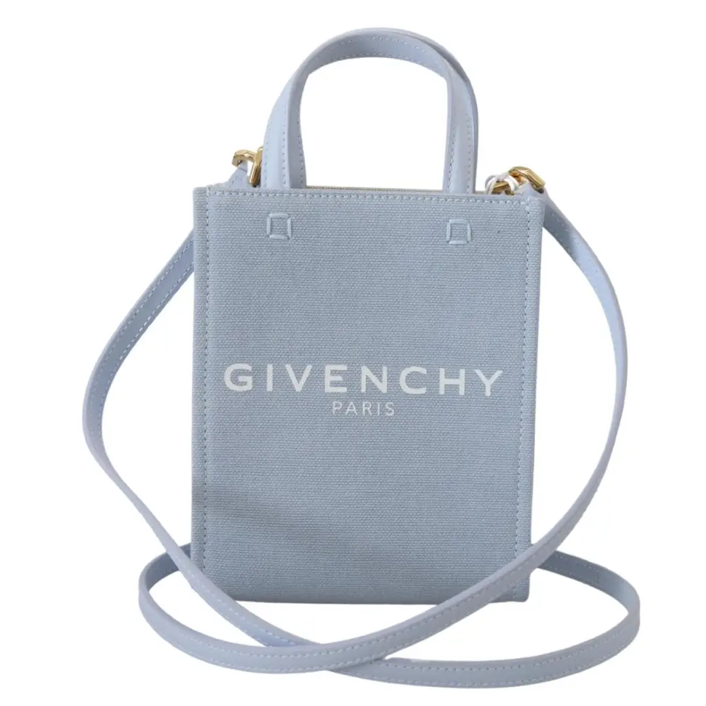 Givenchy Vertikale Wolke Mini-Umhängetasche aus blauem beschichtetem Canvas